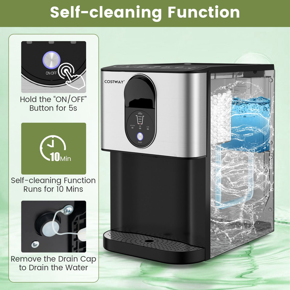 Self Dispensing Nugget Ice Maker Countertop with Soft Chewable Pellet Ice Cubes-Silver view 9