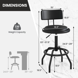 Set of 1/2 360° Swivel Counter Height Barstool with Padded Seat and Back-1 Piece view 3