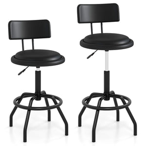 Set of 1/2 360° Swivel Counter Height Barstool with Padded Seat and Back-2 Pieces