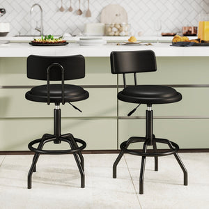 Set of 1/2 360° Swivel Counter Height Barstool with Padded Seat and Back-2 Pieces view 2
