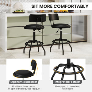 Set of 1/2 360° Swivel Counter Height Barstool with Padded Seat and Back-2 Pieces view 7