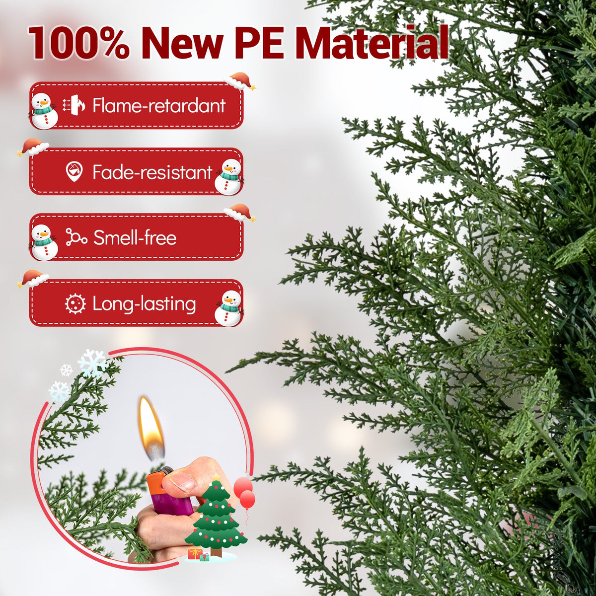 Set of 1/2 4 FT Artificial Christmas Tree Potted Xmas Tree with 100 Branch Tips and Retro Base-Set of 1 view 7
