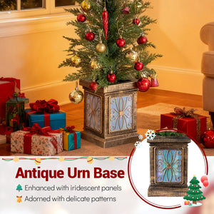 Set of 1/2 4 FT Artificial Christmas Tree Potted Xmas Tree with 100 Branch Tips and Retro Base-Set of 1 view 8
