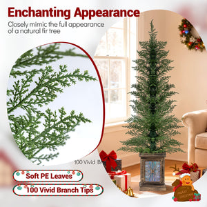 Set of 1/2 4 FT Artificial Christmas Tree Potted Xmas Tree with 100 Branch Tips and Retro Base-Set of 2 view 5