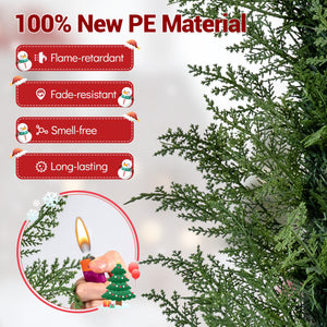 Set of 1/2 4 FT Artificial Christmas Tree Potted Xmas Tree with 100 Branch Tips and Retro Base-Set of 2 view 6