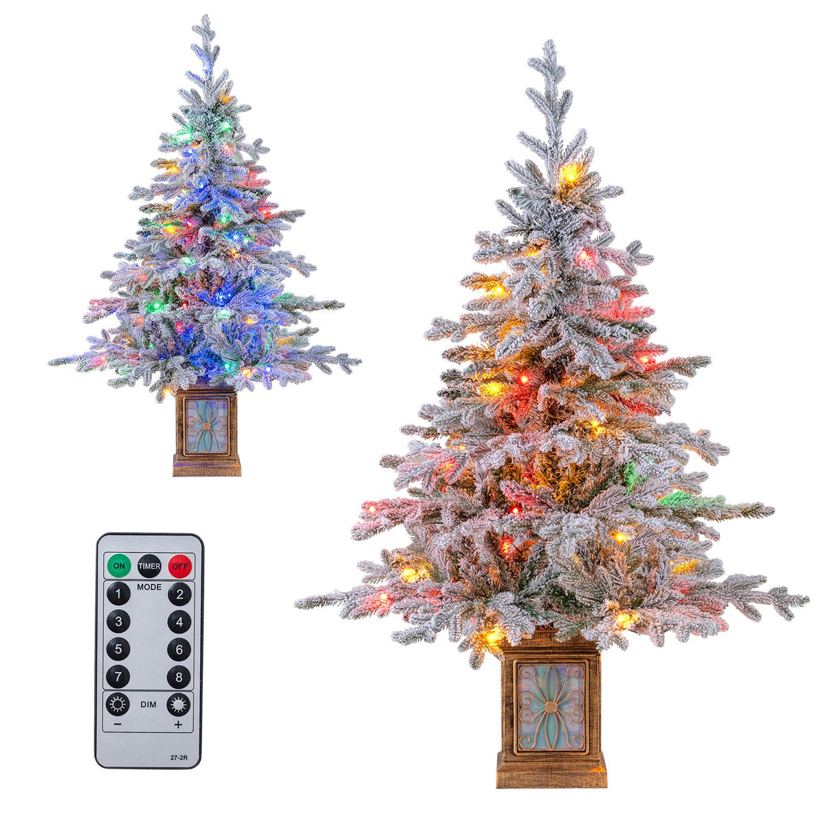 Set of 1/2 4 FT Artificial Christmas Tree Potted Xmas Tree with 180 Branch Tips-Set of 2 view 4