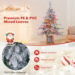 Set of 1/2 4 FT Artificial Christmas Tree Potted Xmas Tree with 180 Branch Tips-Set of 2 view 8
