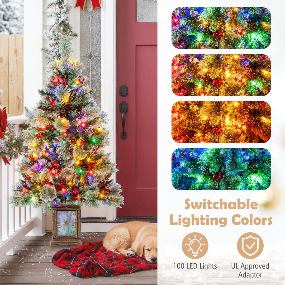Set of 1/2 4 FT Artificial Christmas Tree Potted Xmas Tree with 190 Branch Tips-Set of 1 view 7
