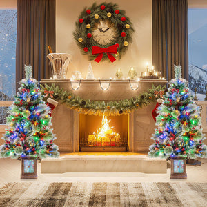Set of 1/2 4 FT Artificial Christmas Tree Potted Xmas Tree with 190 Branch Tips-Set of 2 view 2