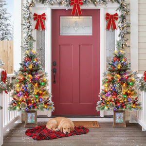 Set of 1/2 4 FT Artificial Christmas Tree Potted Xmas Tree with 190 Branch Tips-Set of 2 view 3