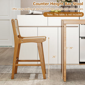 Set of 1 Outdoor Counter Height Bar Stool Woven Paper Rope Patio Barstool with Teak Wood Frame view 7
