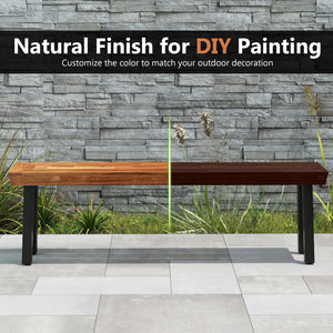 Set of 1 Outdoor Acacia Wood Benches 2-3 People Backless Garden Front Benches with Metal Frame-1 Piece view 7