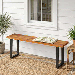 Set of 1 Wood Patio Bench 47.5 inches Long Dining Bench for Entryway Poolside view 2