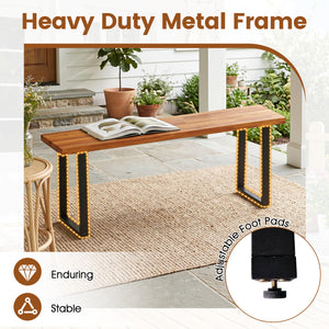 Set of 1 Wood Patio Bench 47.5 inches Long Dining Bench for Entryway Poolside view 6