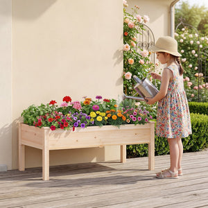 Set of 1 Wooden Raised Garden Bed with Legs Natural Fir Wood Elevated Planter Box view 2