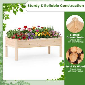 Set of 1 Wooden Raised Garden Bed with Legs Natural Fir Wood Elevated Planter Box view 7