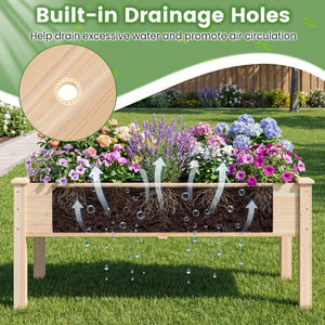 Set of 1 Wooden Raised Garden Bed with Legs Natural Fir Wood Elevated Planter Box view 8