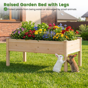 Set of 1 Wooden Raised Garden Bed with Legs Natural Fir Wood Elevated Planter Box view 9