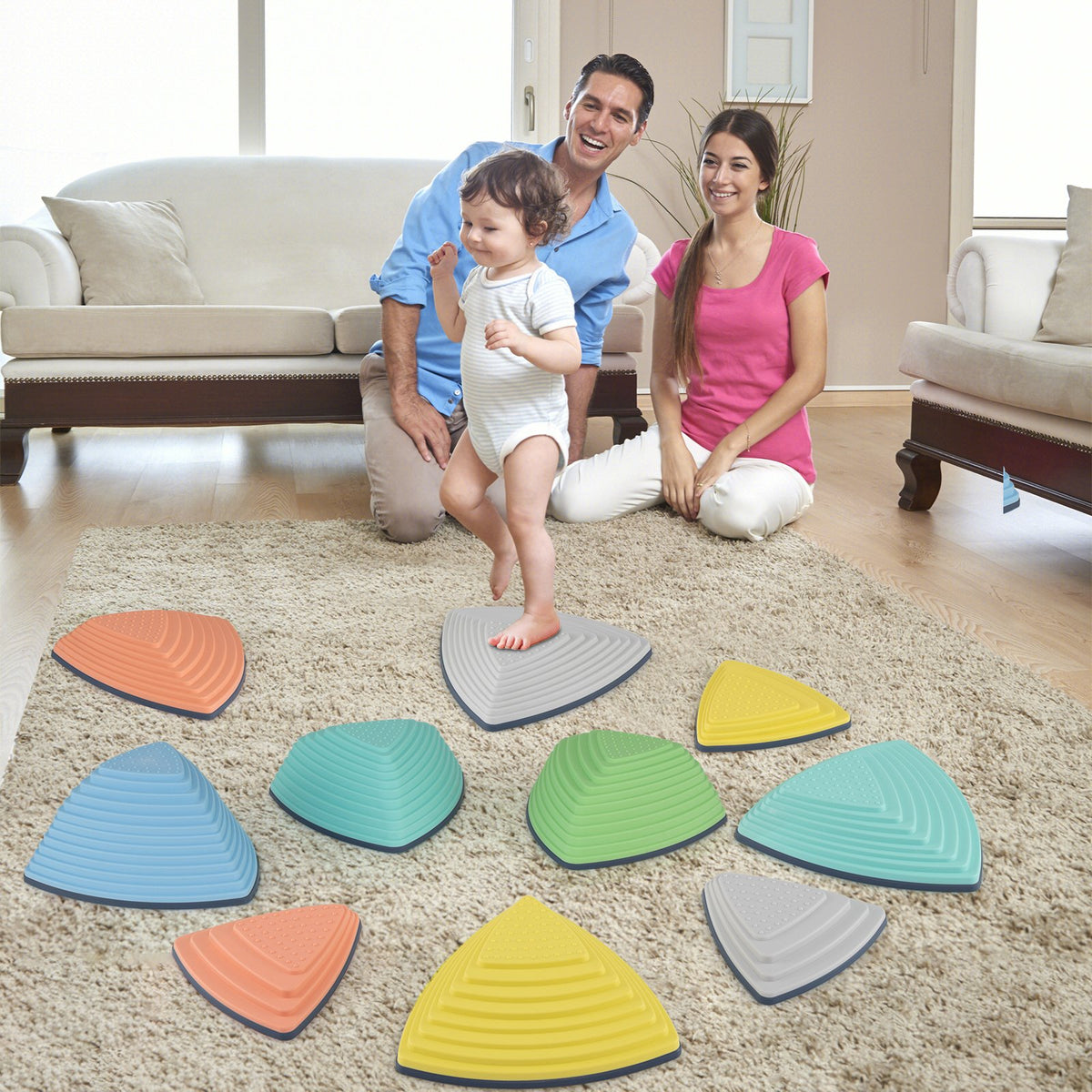 Set of 11 Stepping Stones for Kids Non-Slip Balance Stones with Storage Bag-Set of 11 view 2