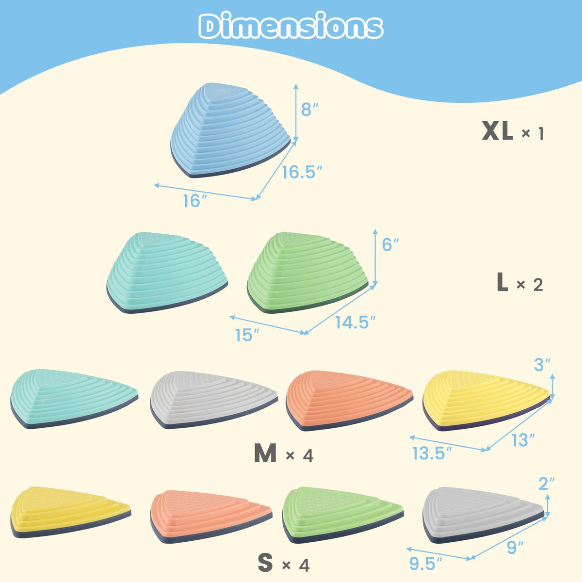 Set of 11 Stepping Stones for Kids Non-Slip Balance Stones with Storage Bag-Set of 11 view 4