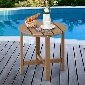 Set of 2 18 Inch Round Weather-Resistant Adirondack Side Tables-Brown view 2