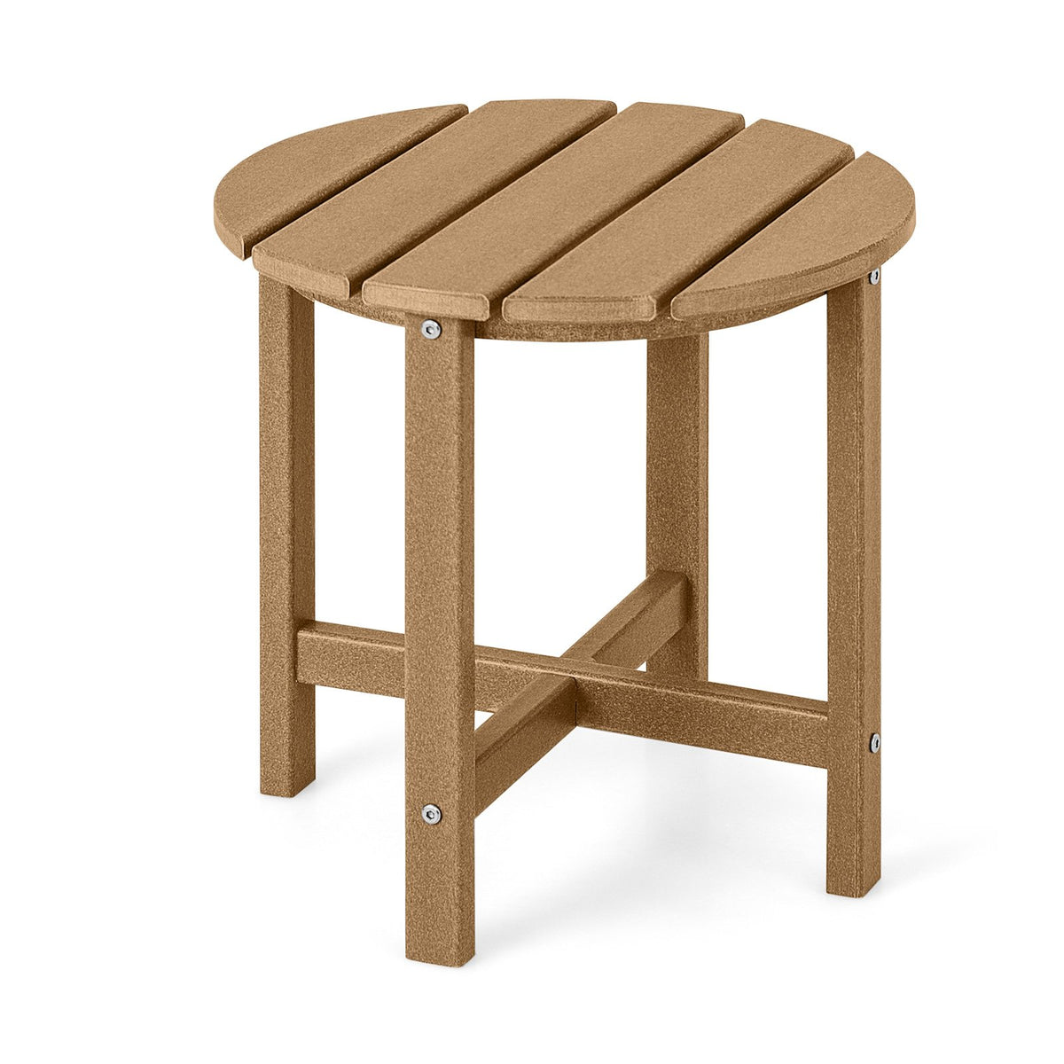 Set of 2 18 Inch Round Weather-Resistant Adirondack Side Tables-Brown view 4