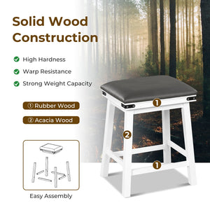 Set of 2 24/30 Inch Dining Bar Stool with Acacia Wood Frame-24 inches view 7
