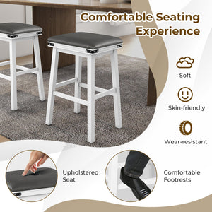 Set of 2 24/30 Inch Dining Bar Stool with Acacia Wood Frame-30 inches view 9