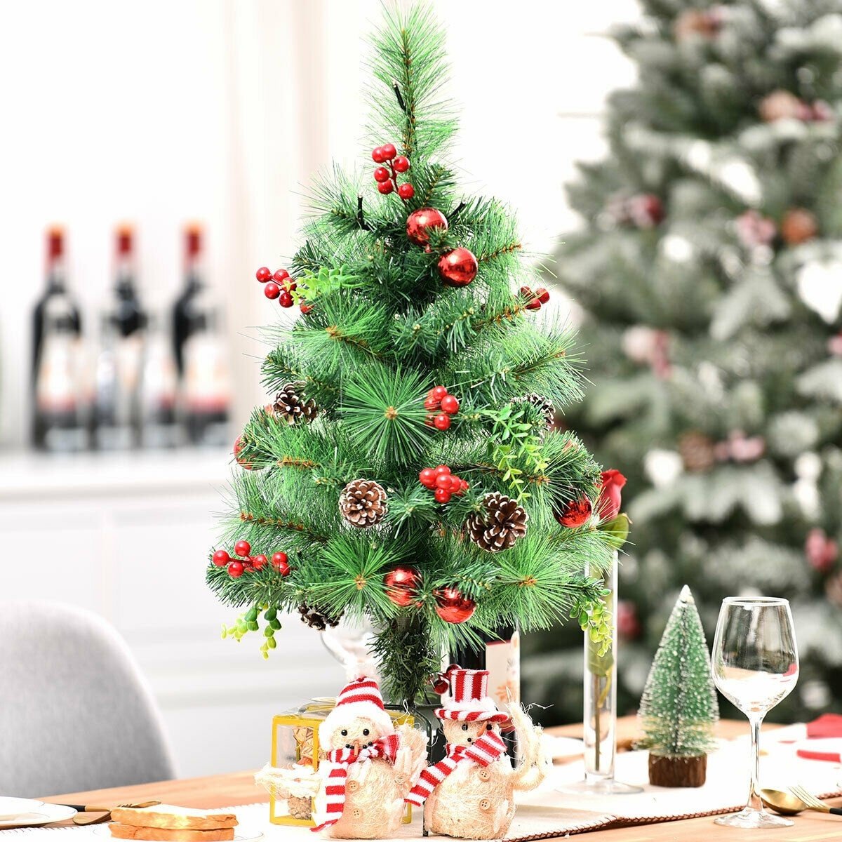Set of 2 29 Inch Battery Powered Pre-lit Pathway Holiday Christmas Trees view 2
