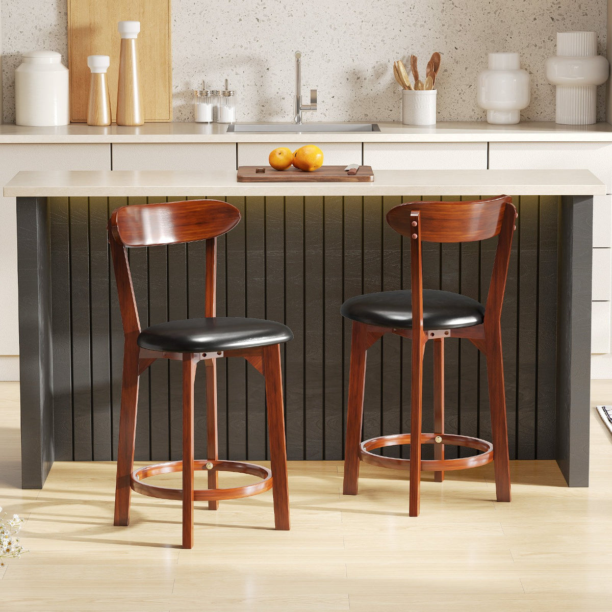 Set of 2 24 Inch Modern Armless Upholstered Cushioned Seat Island Dining Chairs for Kitchen view 3