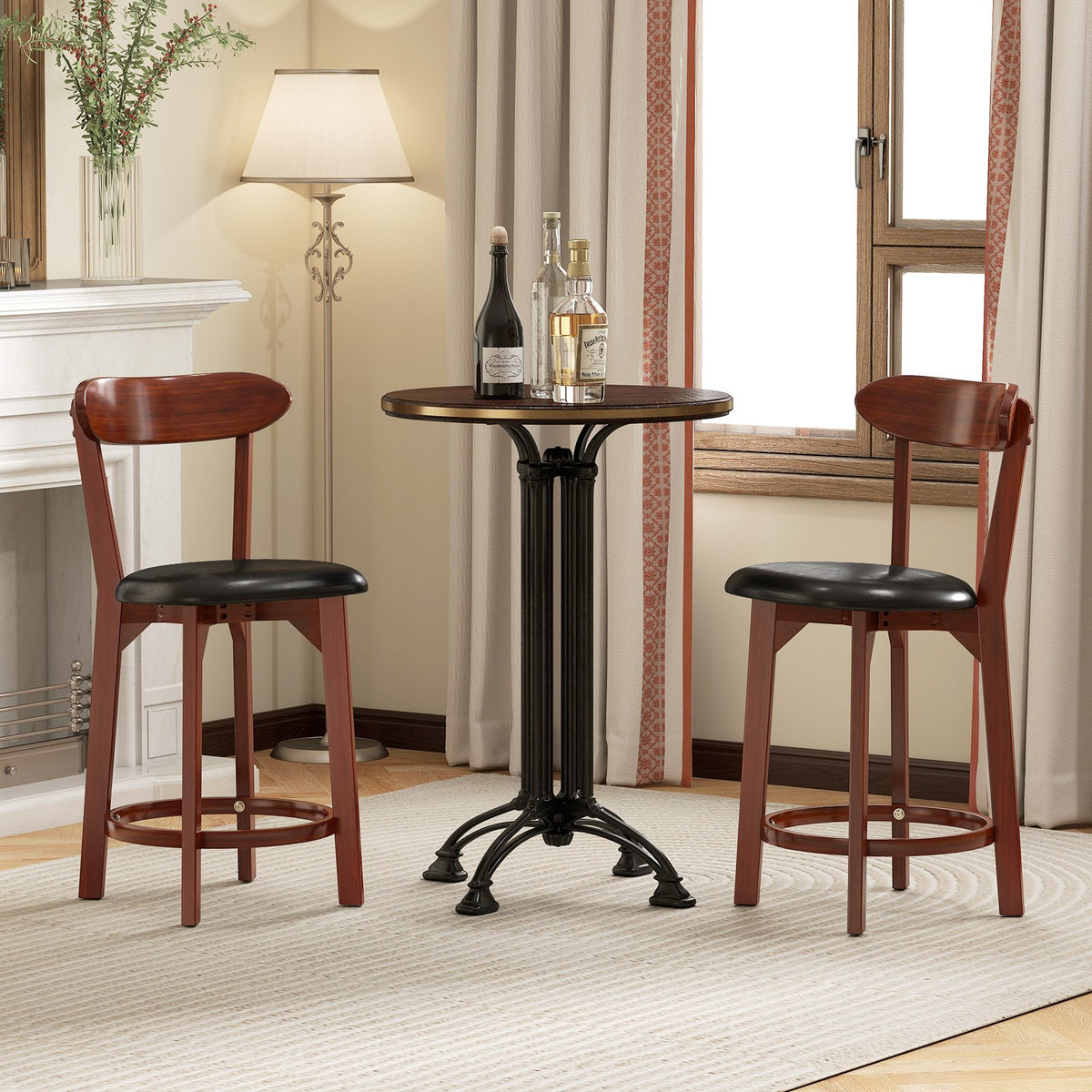 Set of 2 24 Inch Modern Armless Upholstered Cushioned Seat Island Dining Chairs for Kitchen view 6