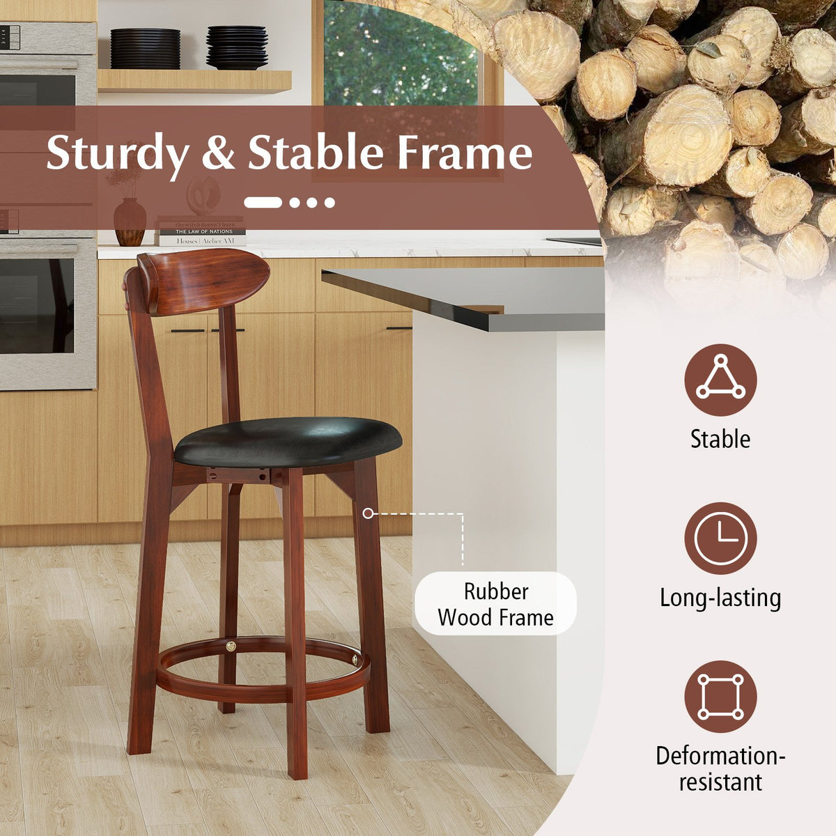 Set of 2 24 Inch Modern Armless Upholstered Cushioned Seat Island Dining Chairs for Kitchen view 7