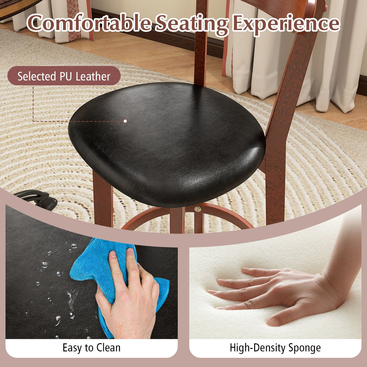 Set of 2 24 Inch Modern Armless Upholstered Cushioned Seat Island Dining Chairs for Kitchen view 8