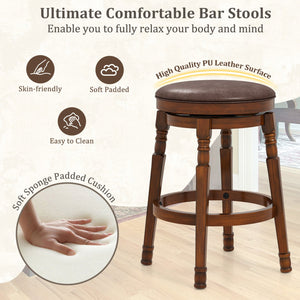 Set of 2 24-Inch Swivel Leather Padded Bar Dining Stools view 8