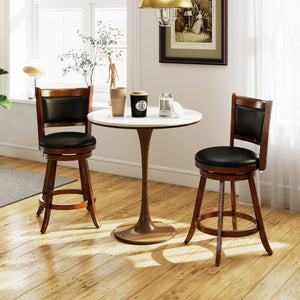 2 Pieces 24 Inch Swivel Counter Stool Dining Chair Upholstered Seat-Brown view 3