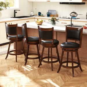 2 Pieces 24 Inch Swivel Counter Stool Dining Chair Upholstered Seat-Brown view 5