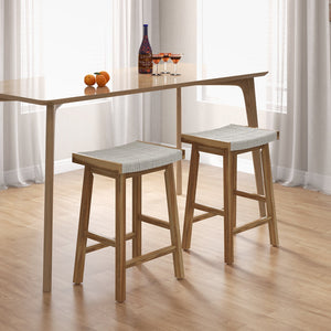 Set of 2 25.5 Inch Dining Bar Stool with Seaweed Woven Seat view 3