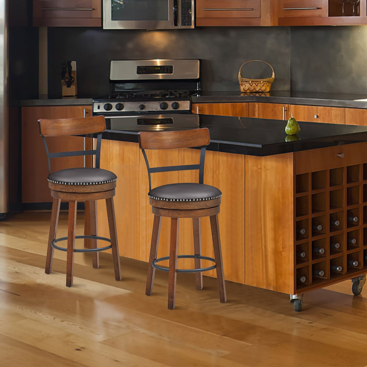 Set of 2 25.5 Inch Swivel Counter Height Bar Stool view 3