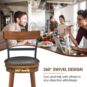 Set of 2 25.5 Inch Swivel Counter Height Bar Stool view 6