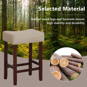Set of 2 24 Inch Bar Stool with Curved Seat Cushions-Beige view 7