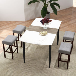Set of 2 25 Inch Bar Stool with Curved Seat Cushions-Gray view 3