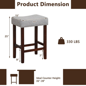 Set of 2 25 Inch Bar Stool with Curved Seat Cushions-Gray view 5