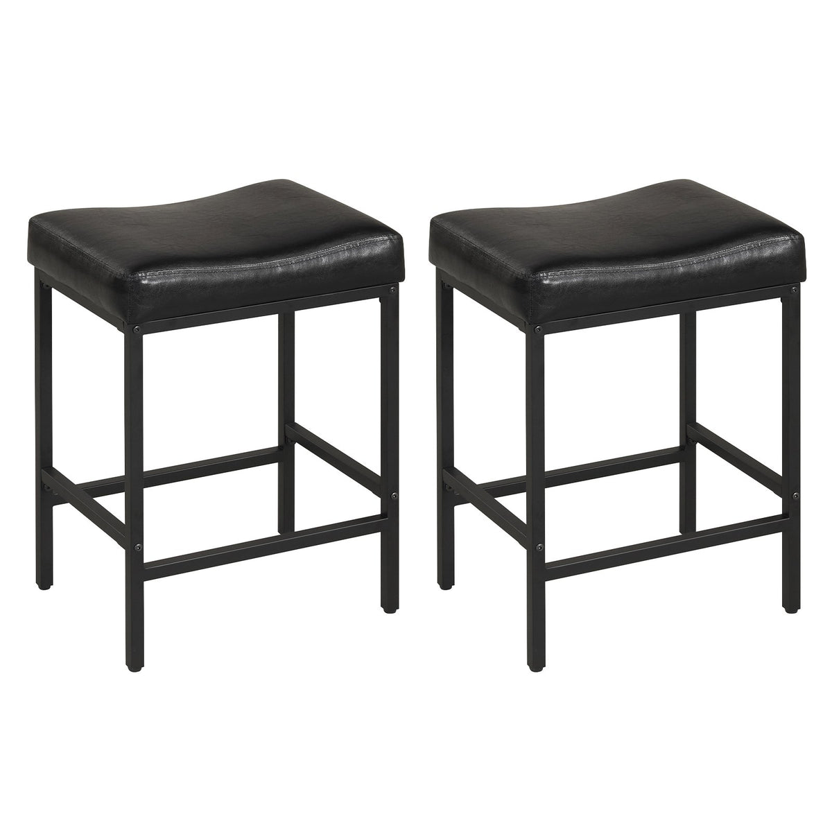 Set of 2 25 Inch Counter Height Bar Chairs for Kitchen Island-Black