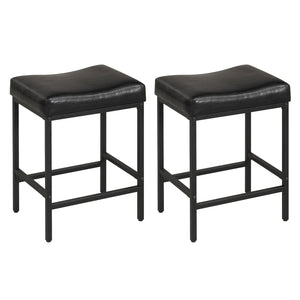 Set of 2 25 Inch Counter Height Bar Chairs for Kitchen Island-Black