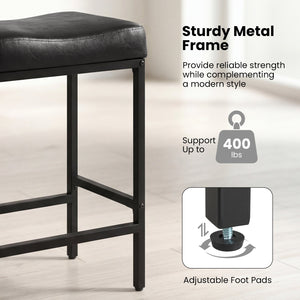 Set of 2 25 Inch Counter Height Bar Chairs for Kitchen Island-Black view 4