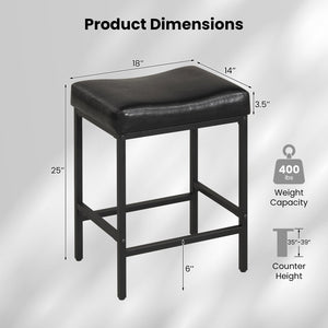 Set of 2 25 Inch Counter Height Bar Chairs for Kitchen Island-Black view 5