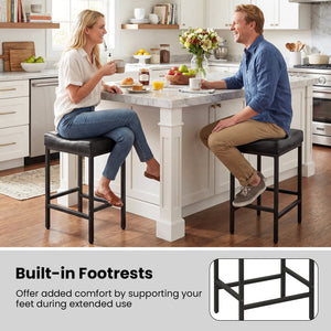 Set of 2 25 Inch Counter Height Bar Chairs for Kitchen Island-Black view 8