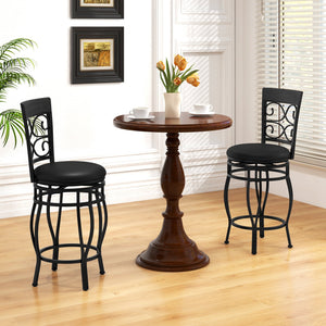 Set of 2 26 Inch Bar Stool with Backrest and Footrest-Black view 2