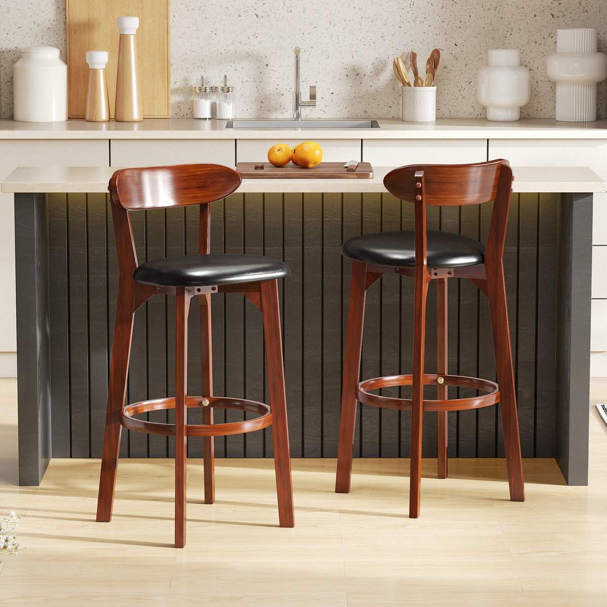 Set of 2 29 Inch Modern Armless Upholstered Cushioned Seat Island Dining Chairs for Kitchen view 3