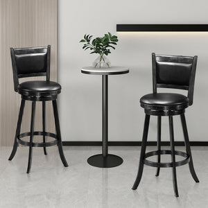 Set of 2 29 Inch Swivel Bar Height Stool Wood Dining Chair Barstool-Black view 6